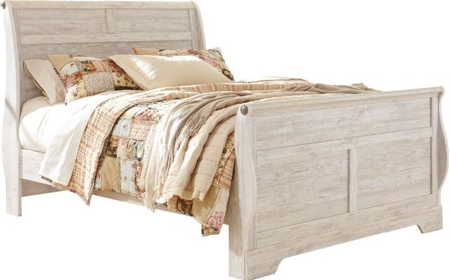 Signature Design by Ashley® Willowton 4-Piece Whitewash King Sleigh Bed Set-1