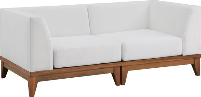 Meridian Furniture Rio 2-Piece Acacia Wood/Off-White Fabric/Wood Outdoor Patio Modular Sectional Loveseat-0