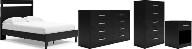 Signature Design by Ashley® Finch 4-Piece Black/Brown Full Panel Platform Bed Set-0