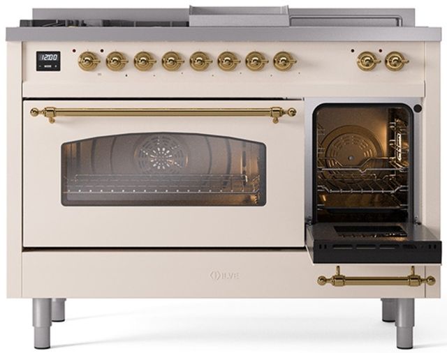 Ilve® Nostalgie II Series 48" Antique White Pro Style Dual Fuel Range-3