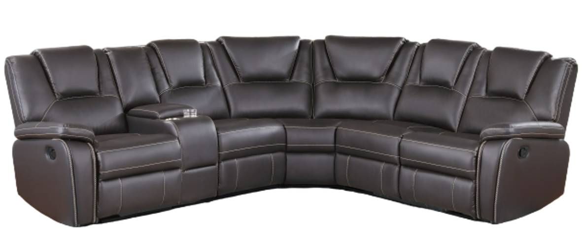 Milton Greens Stars 7-Piece Brown Leather Modular Manual Recliner Sectional