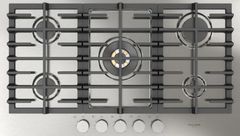 Fulgor Milano Matteo 400 Series 36" Brushed Stainless Steel Gas Cooktop with Polished Brass Burners