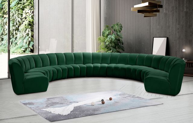 Meridian Furniture Infinity 9-Piece Green Velvet Modular Sectional-1