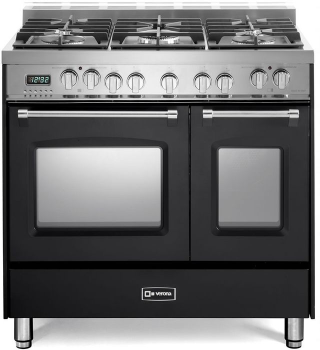 Verona® Prestige Series 36" Matte Black Pro Style Dual Fuel Range