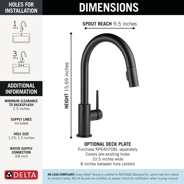 Delta Trinsic® Matte Black Single Handle Pull-Down Kitchen Faucet-2