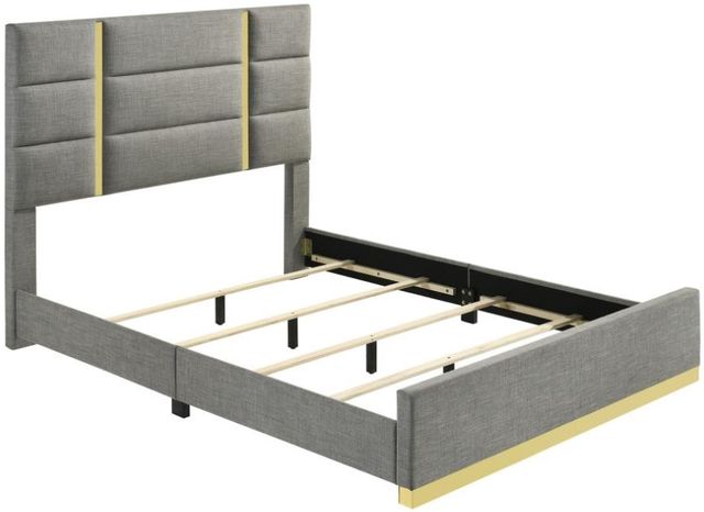 Coaster® Ines 5-Piece Gray/White High Gloss Eastern King Panel Bedroom Set-1