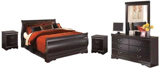 Signature Design by Ashley® Huey Vineyard 4-Piece Black King Sleigh Bed Set-0