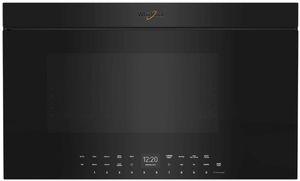 Whirlpool® 1.1 Cu. Ft. Black Over The Range Microwave Front view of the Whirlpool® 1.1 Cu. Ft. Black Over The Range Microwave