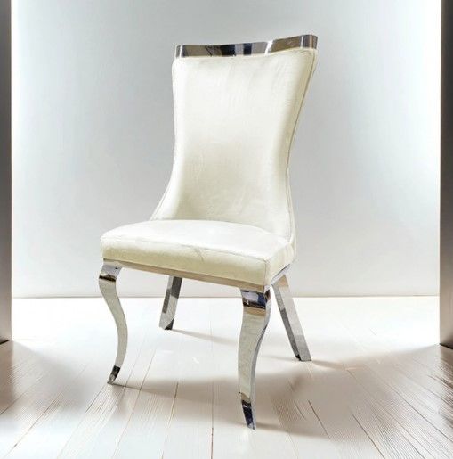 Furniture of America® Basilicata 2-Piece Silver/White Dining Chair Set-2