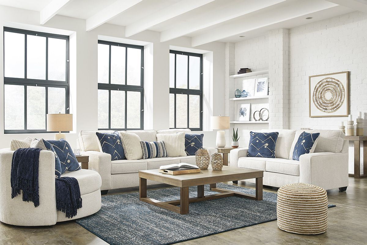 Ashley® Padova Ivory Swivel Accent Chair | Big Sandy