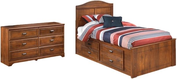 Signature Design by Ashley® Barchan 2-Piece Medium Brown Twin Panel Bed Set-0
