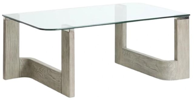 Magnussen Home® Bartlett Glass Top Cocktail Table with Smokey Pine Base-0
