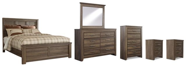 Signature Design by Ashley® Juararo 6-Piece Dark Brown King Panel Bed Set-0