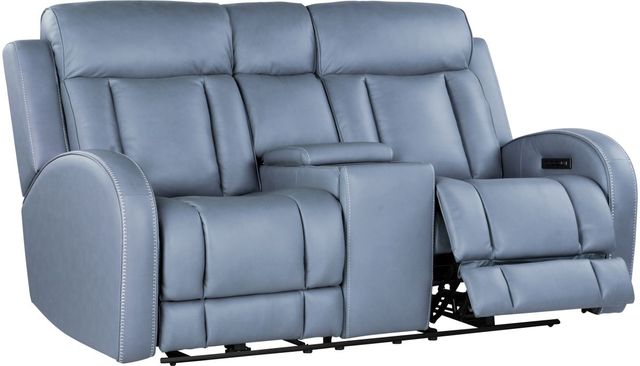 Leather Italia™ Cambria Quinn Blue Gray Power Recliner with Lumbar-0