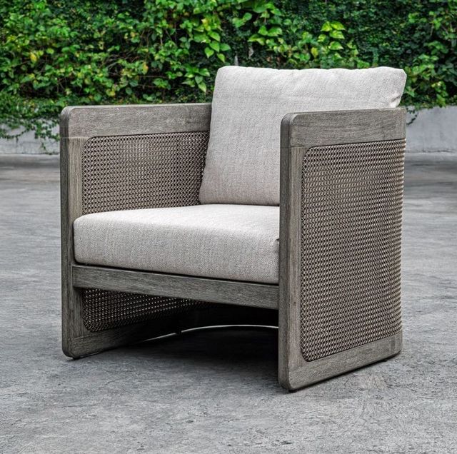 Uttermost® Dartmoor Caramel/Mocha Wooden Outdoor Lounge Chair-1