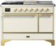 Ilve® Majestic III 48" Antique White Pro Style Dual Fuel Liquid Propane Range with 5 Black Brass Burners and Brass Trim-0