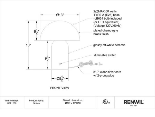Renwil® Solero Off-White Table Lamp-4