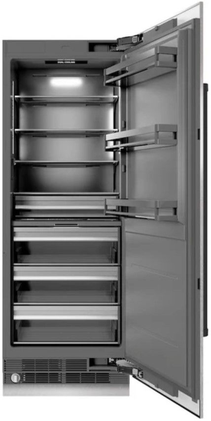 ZLINE Autograph Edition 30" 16.7 Cu. Ft. Column Refrigerator in Satin Stainless Steel with Graphite Gray Interior and Matte Black Accents-1