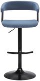 Armen Living Calista Black/Blue Adjustable Bar Stool-1