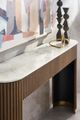 Fairfield® Dimitri Demilune Brown Console Table with White Marble Top-1