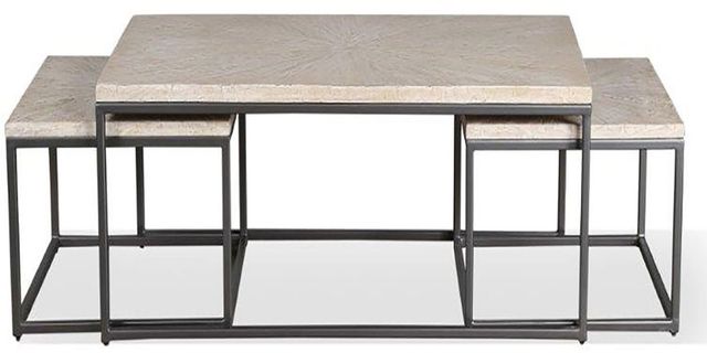 Parker House® Crossings Monaco Weathered Blanc Nesting Cocktail Nesting Tables with Black Metal Frame-2