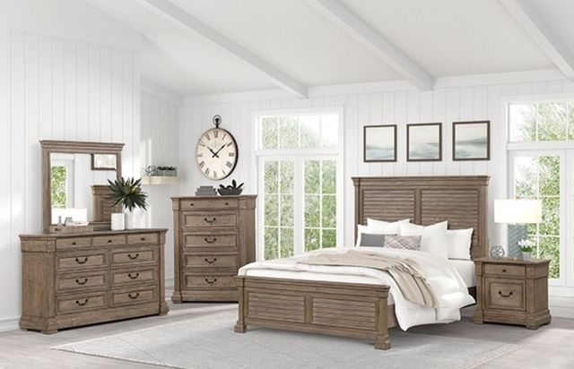 Furniture of America® Sheringham Weathered Gray Queen Panel Bed-1