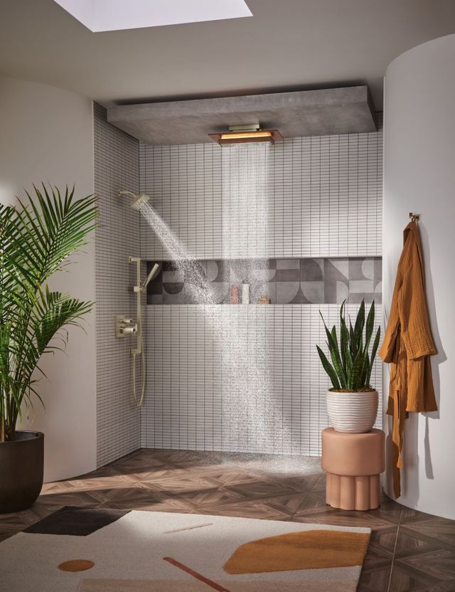 Brizo Essential™ Brilliance® Polished Nickel 7" Linear Round Wall Mount Shower Arm and Flange-2