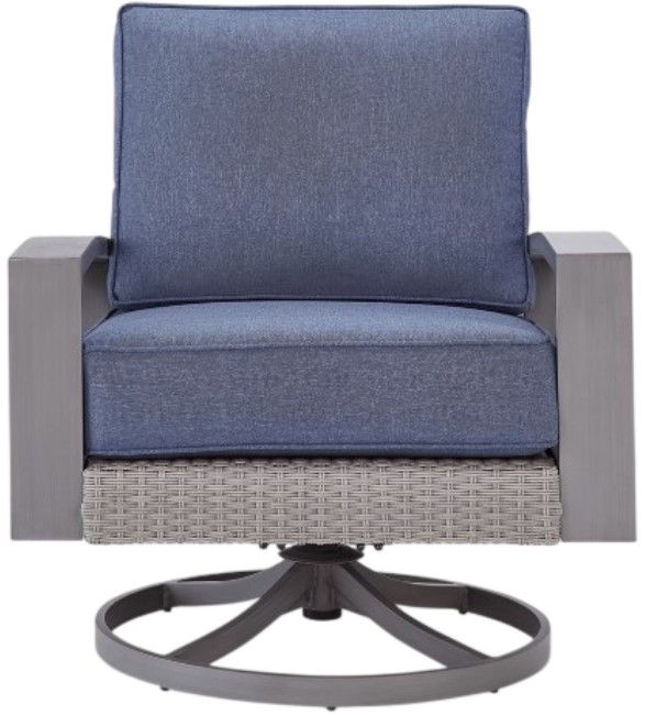 Signature Design by Ashley® Dillon Beach Blue/Gray Aluminum Outdoor Swivel Lounge-2