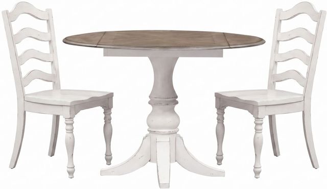 Liberty Furniture Magnolia Manor 3-Piece Antique White/Weathered Bark Drop Leaf Dining Set-0