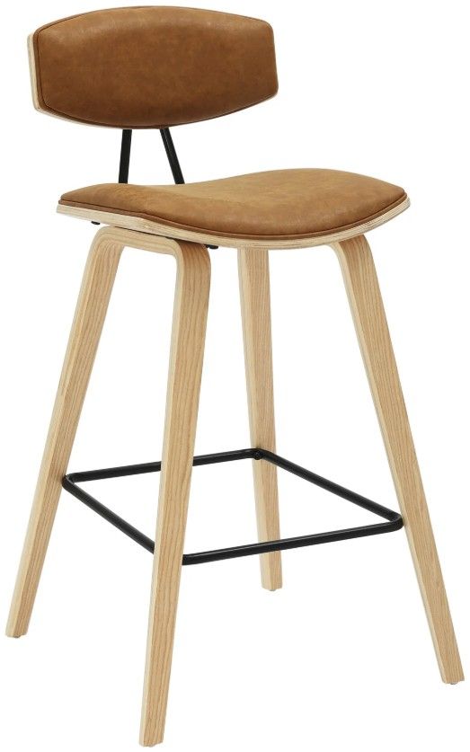 Armen Living Fox 2-Piece Camel/Oak Counter Stool Set-0