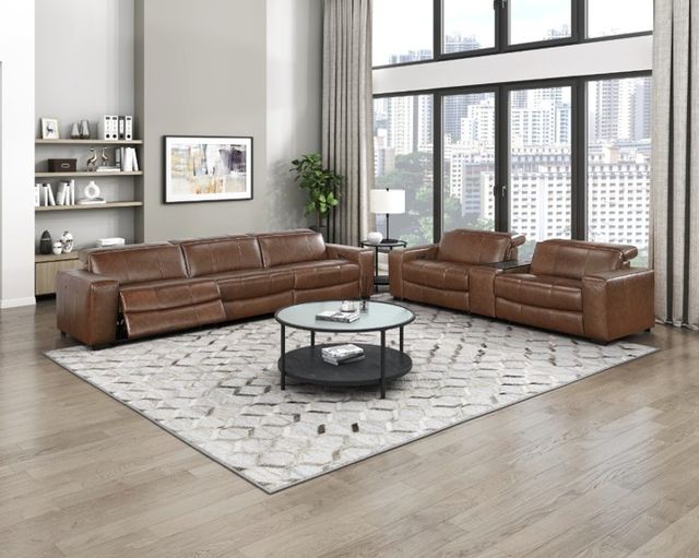 Homelegance® Sutton 3-Piece Brown Leather Power Reclining Sectional with Power Headrests and Charging Ports-1