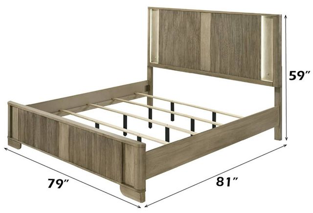 ACME Furniture Lakkari Antique Oak Eastern King Panel Bed-2