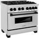 ZLINE Autograph Edition Legacy 36" Stainless Steel Pro Style Dual Fuel Range with Matte Black Accents-3