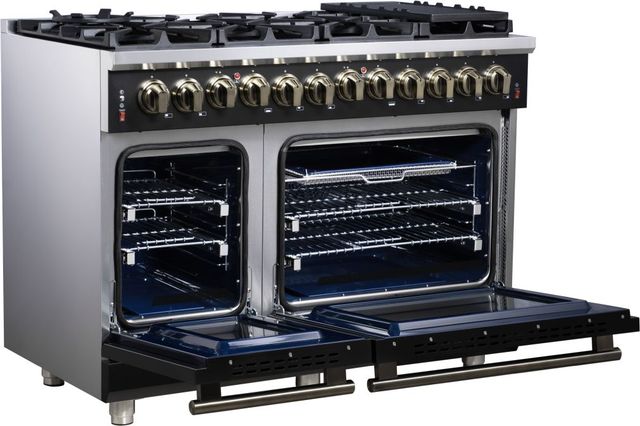FORNO® Massimo Series Alta Qualita 48" Black Pro Style Dual Fuel Range-4