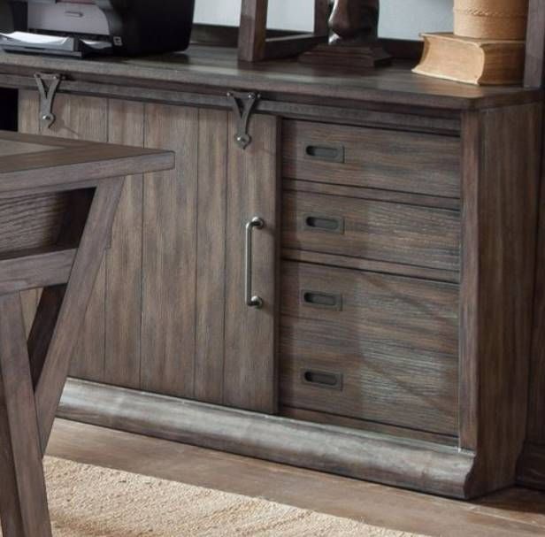 Liberty Furniture Stone Brook Rustic Saddle Executive Computer Credenza-8