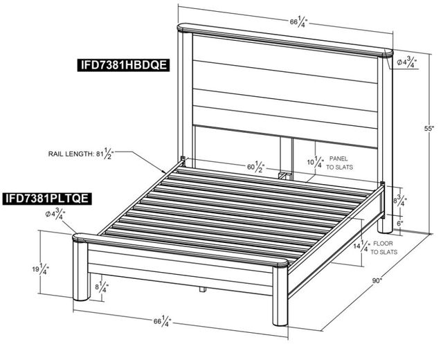 International Furniture Direct Olimpia Natural Queen Panel Bed-2