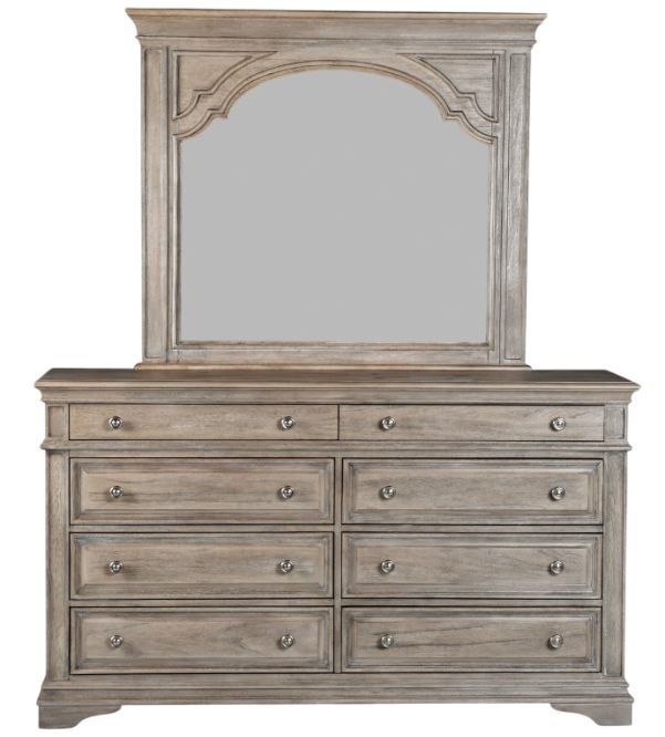 Steve Silver Co. Highland Park Waxed Driftwood Dresser and Mirror-2