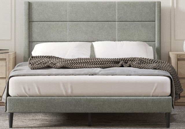American Wholesale Furniture Tellworth Stone King Upholstered Bed-0