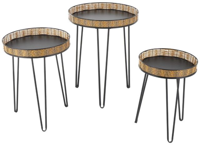 Deco Marche 3-Piece Black Handmade Accent Table-1