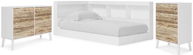 Signature Design by Ashley® Piperton 3-Piece Brown/White Twin Bookcase Storage Bed Set-0