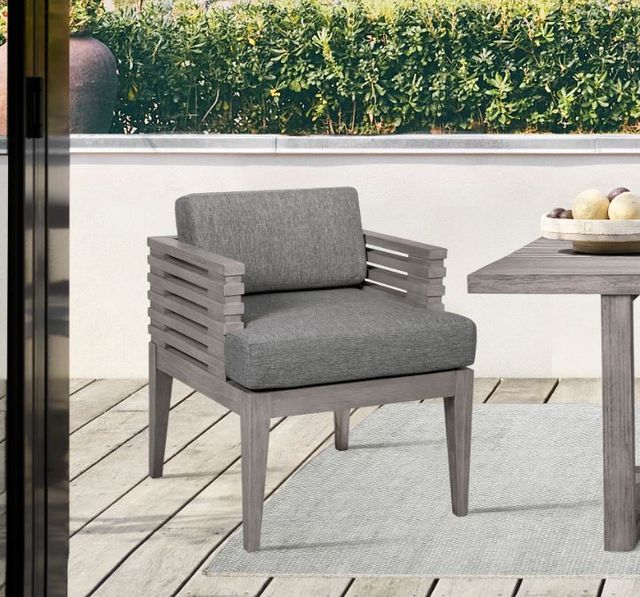 Armen Living Vivid Light Gray Olefin/Wooden Outdoor Dining Chair-1