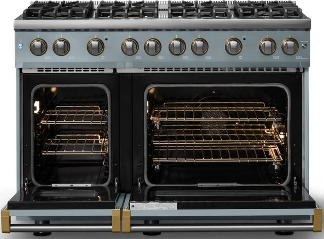 Viking® 5 Series 48" Novembery Sky Pro Style Gas (LP) Range with Brushed Brass Trim-1