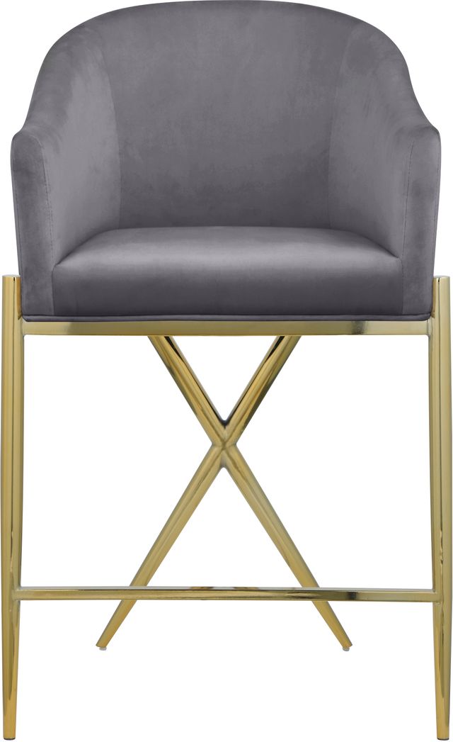 Meridian Furniture Xavier Gray/Gold Velvet Counter Stool-2