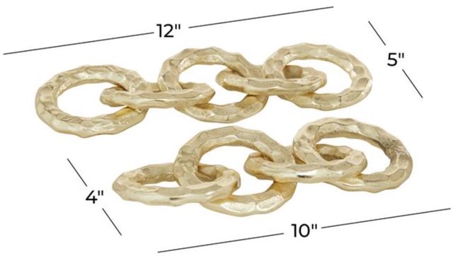 Deco Marche CosmoLiving by Cosmopolitan 2-Piece Gold Metal Chain Sculpture Set-2