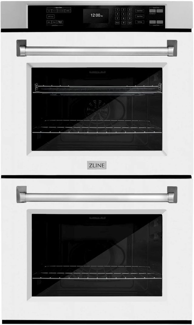 ZLINE Professional 30" Stainless Steel Double Electric Wall Oven with White Matte Doors-0