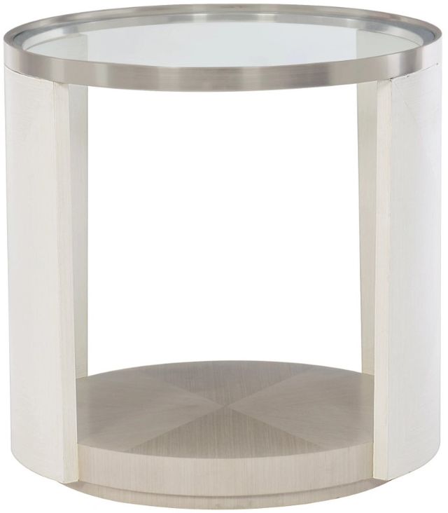 Bernhardt Axiom Glass Top Side Table with Linear Grey Base-0