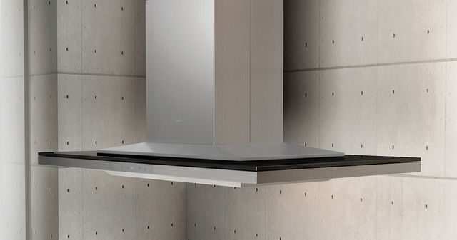 Zephyr ARC Layers 36" Black Glass with Stainless Steel Island Hood-0