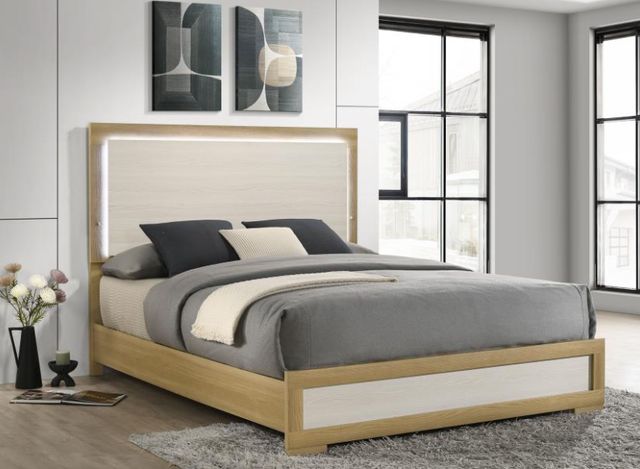 Coaster® Hyland Natural/White LED Eastern King Panel Bed-3
