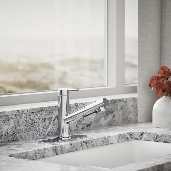 KOHLER® Crue® Polished Chrome Kitchen Sink Faucet with 3-Function Sprayhead-1