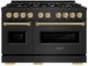 ZLINE Classic Series Autograph Edition 48" Black Stainless Steel Pro Style Gas Range with Champagne Bronze Accents-0
